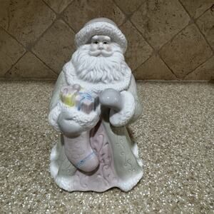 Vintage Victorian Santa Claus Figurine Pastel St Nicholas Ceramic Made for Kmart